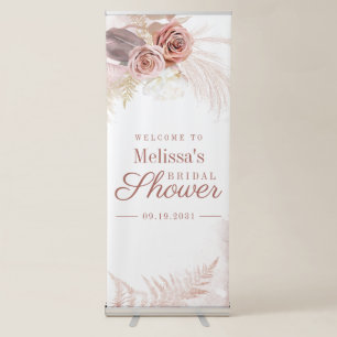 Pampas Grass Tan Bridal Shower Welcome Retractable Banner