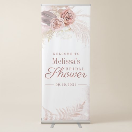 Pampas Grass Tan Bridal Shower Welcome Retractable Banner