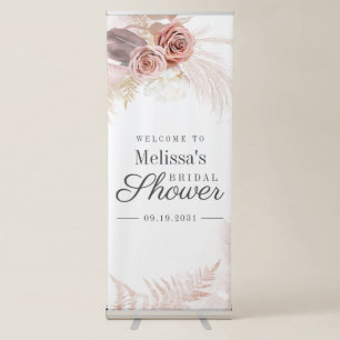 Pampas Grass Tan Bridal Shower Welcome Retractable Banner