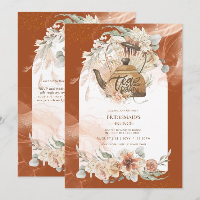 Pampas Grass TEA PARTY Bridal Shower Lunch (Front/Back)