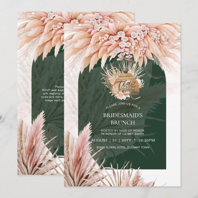 Pampas Grass TEA PARTY Bridal Shower Lunch (Front/Back)