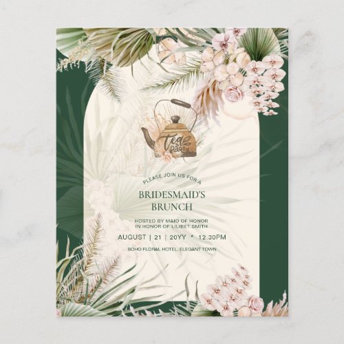 Pampas Grass TEA PARTY Bridal Shower Lunch Flyer