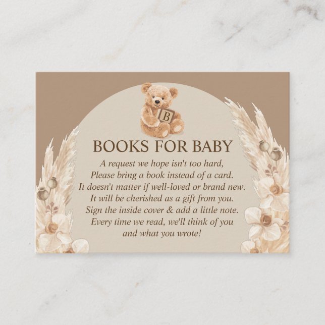 Pampas Grass Teddy Bear Books For Baby Enclosure Card (Front)