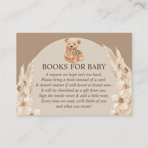 Pampas Grass Teddy Bear Books For Baby Enclosure Card