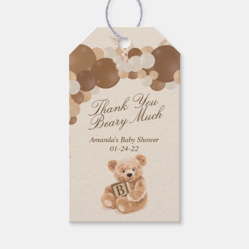 Pampas Grass Teddy Bear Gift Tags