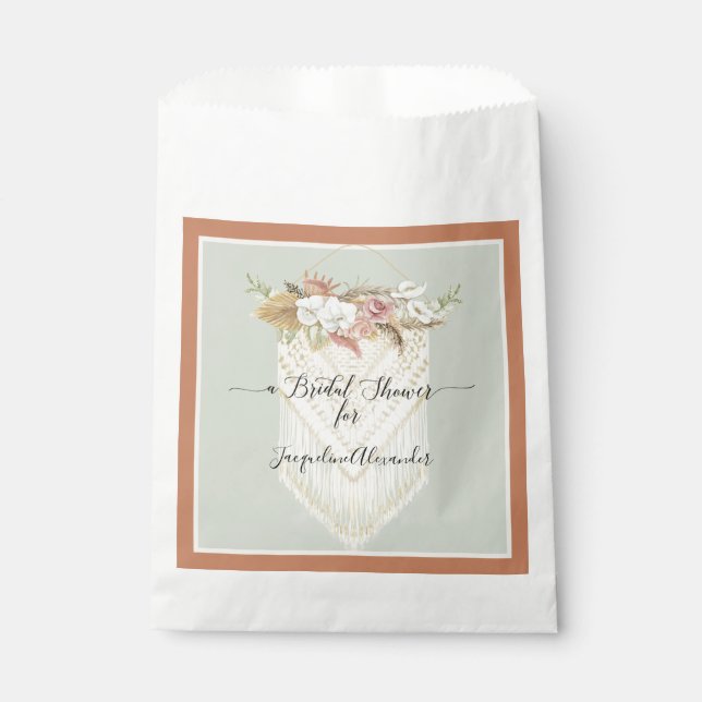 Pampas Grass Terra Cotta Floral Greenery Bridal Favor Bag (Front)