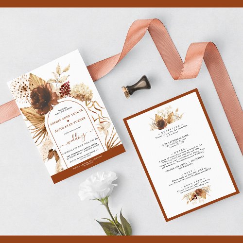 Pampas Grass Terracotta Arch All In One Wedding Invitation