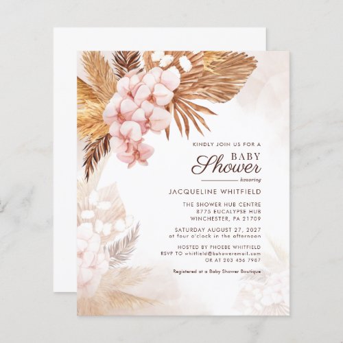 Pampas Grass Terracotta Baby Shower Invitation