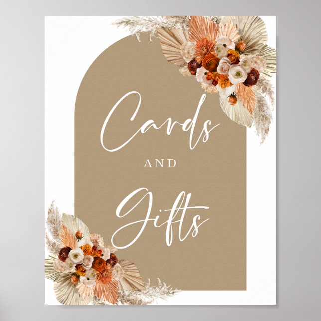 Pampas grass terracotta beige burgundy Cards Gifts Poster (Front)