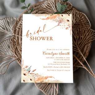 Pampas Grass Terracotta Boho Bridal Shower Invitation
