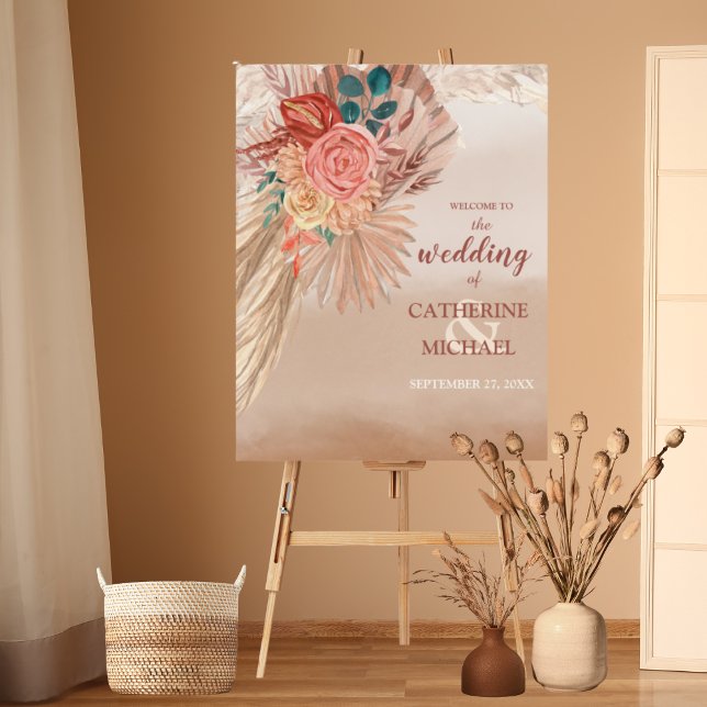 Pampas Grass Terracotta Boho Wedding Welcome Sign (Creator Uploaded)