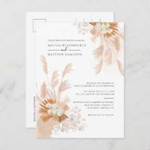 Pampas Grass Terracotta Botanical Palm Wedding Invitation Postcard