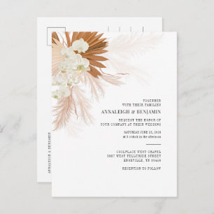 Pampas Grass Terracotta Botanical Palms Wedding Invitation Postcard