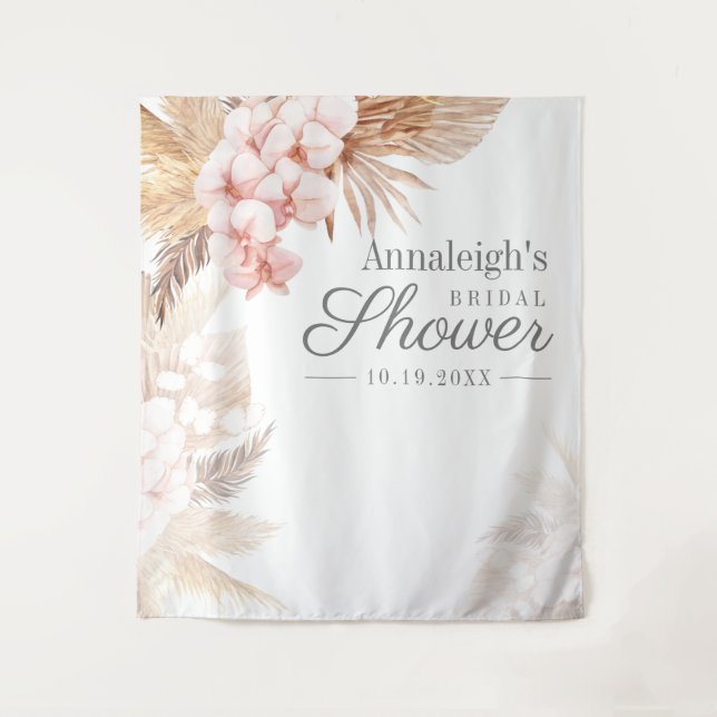 Pampas Grass Terracotta Bridal Shower Backdrop (Front)