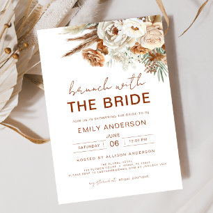 Pampas Grass Terracotta Bridal Shower Brunch Invitation