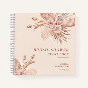 Pampas Grass Terracotta Bridal Shower Guest Notebook