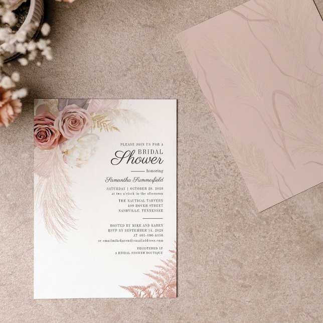 Pampas Grass Terracotta Bridal Shower Invitation (Creator Uploaded)