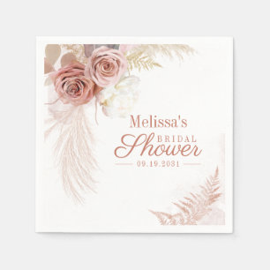 Pampas Grass Terracotta Bridal Shower Paper Napkins