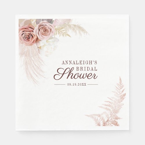 Pampas Grass Terracotta Bridal Shower Paper Napkins