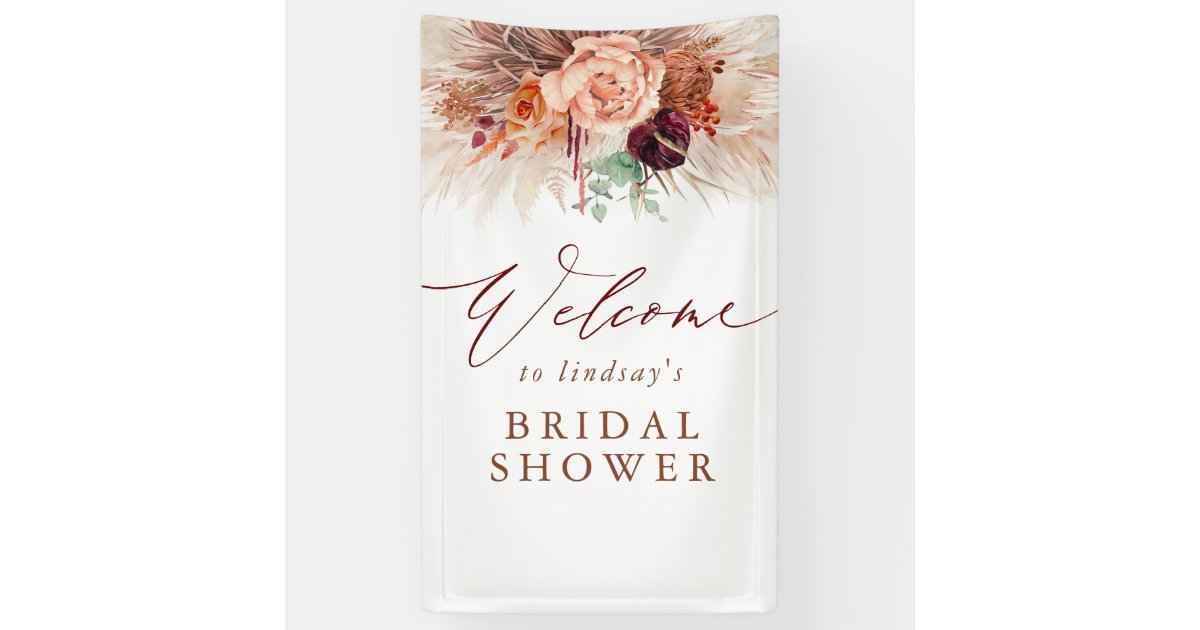 Pampas Grass Terracotta Bridal Shower Welcome Banner | Zazzle.com