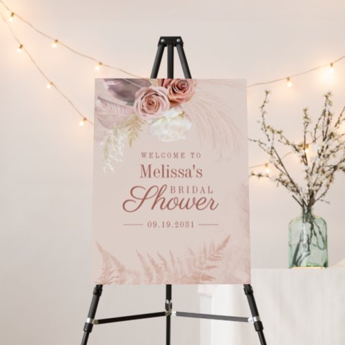 Pampas Grass Terracotta Bridal Shower Welcome Foam Board