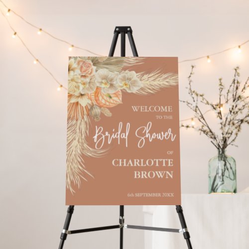 Pampas Grass Terracotta Bridal Shower Welcome Sign