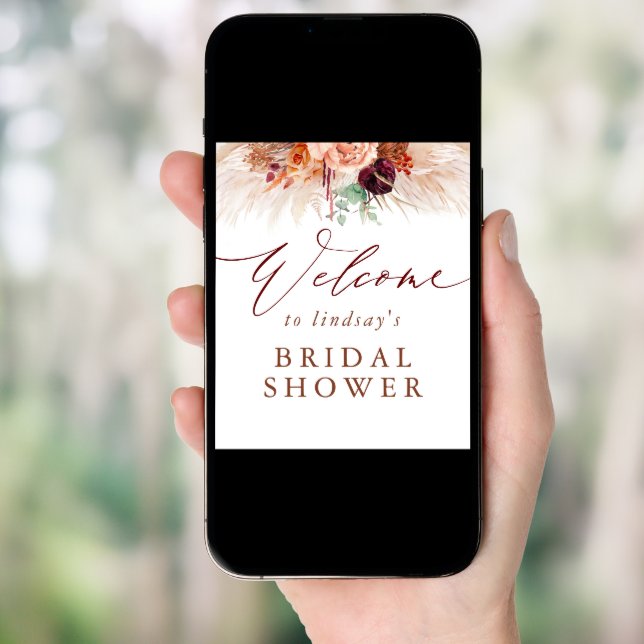 Pampas Grass Terracotta Bridal Shower Welcome Sign (Front Digital)