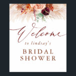 Pampas Grass Terracotta Bridal Shower Welcome Sign<br><div class="desc">Pampas grass and terracotta flowers bridal shower welcome sign poster</div>