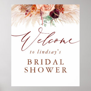 Pampas Grass Terracotta Bridal Shower Welcome Sign