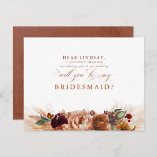 Pampas Grass Terracotta Bridesmaid Proposal Invitation