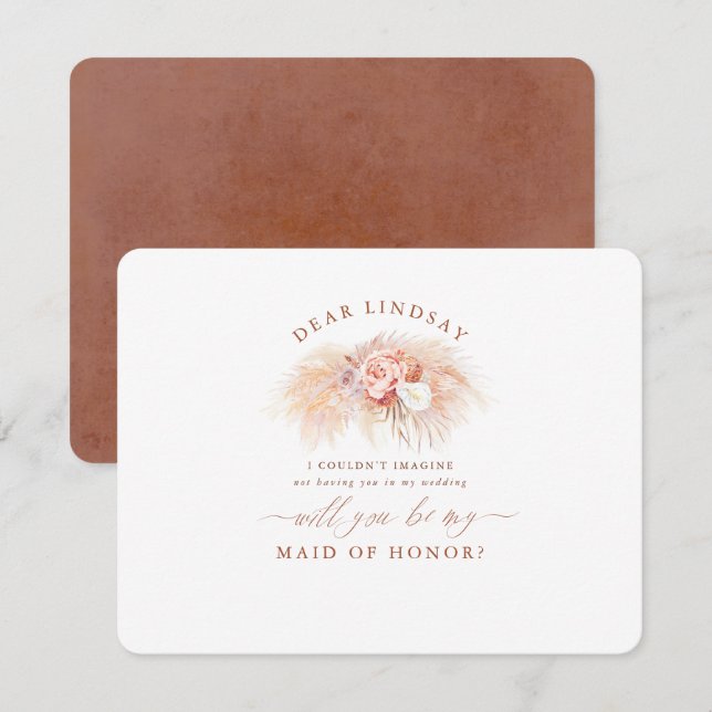 Pampas Grass Terracotta Bridesmaid Proposal Invitation (Front/Back)