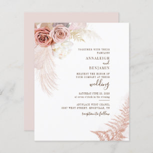  Pampas Grass Terracotta Chic Wedding Invitation