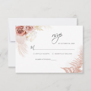 Pampas Grass Terracotta Desert Floral Wedding RSVP Card