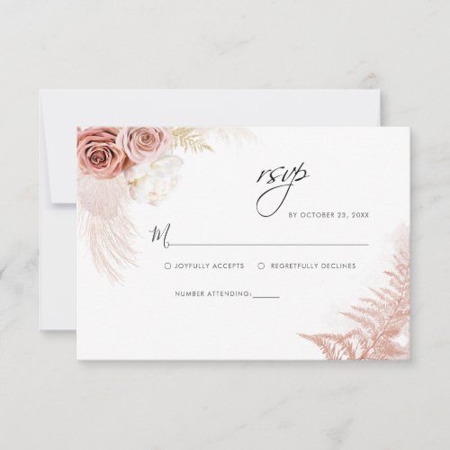 Pampas Grass Terracotta Desert Floral Wedding RSVP Card