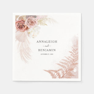 Pampas Grass Terracotta Desert Wedding Cocktail Napkins