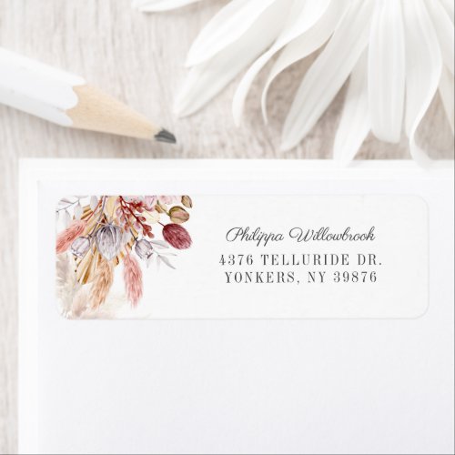 Pampas Grass Terracotta Dried Palm Return Address Label