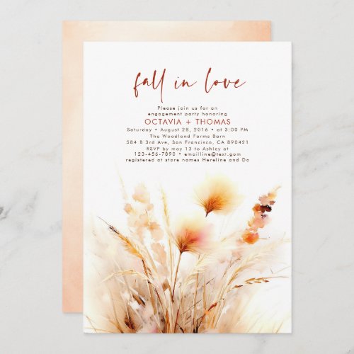 Pampas Grass Terracotta Fall Engagement Party Invitation