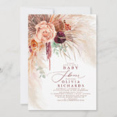 Pampas Grass Terracotta Floral Baby Shower Invitation (Front)
