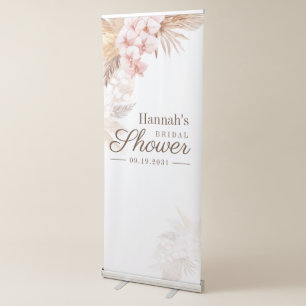 Pampas Grass Terracotta Floral Boho Bridal Shower Retractable Banner