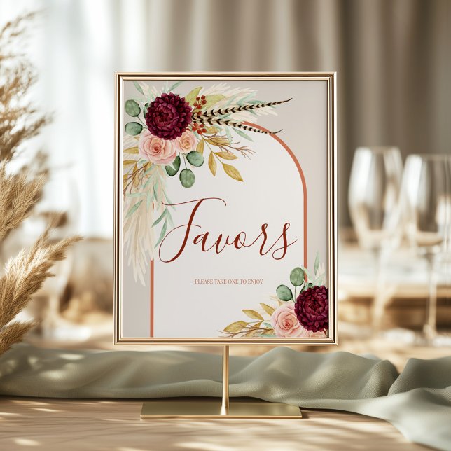 Pampas Grass Terracotta Floral Favor Table Sign (Creator Uploaded)