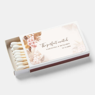 Pampas Grass Terracotta Floral Wedding Favor Matchboxes