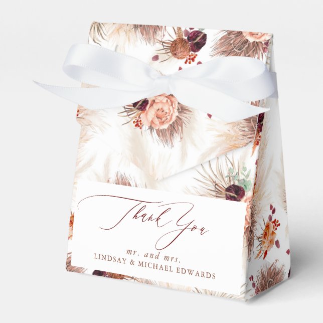 Pampas Grass Terracotta Flowers Tropical  Favor Boxes (Front Side)