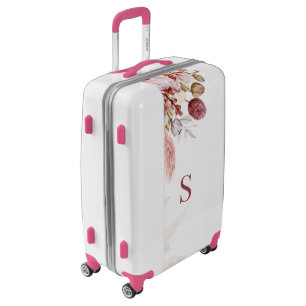 Pampas Grass Terracotta Foliage Monogram Name Luggage
