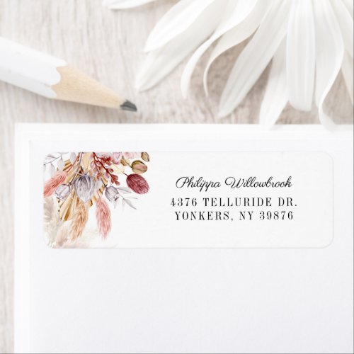 Pampas Grass Terracotta Foliage Return Address Label