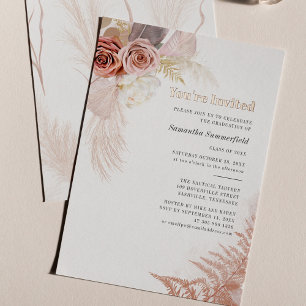 Pampas Grass Terracotta Graduation 2026 Foil Invitation