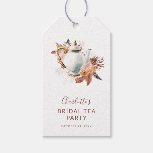 Pampas Grass Terracotta Modern Bridal Tea Party Gift Tags