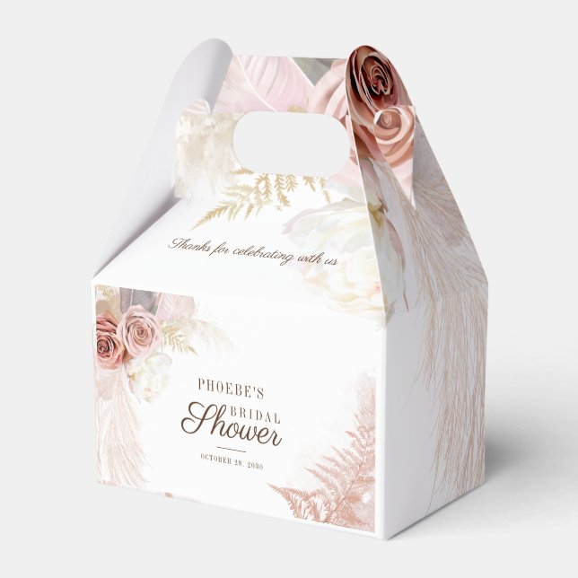 Pampas Grass Terracotta Palms Bridal Shower Favor Boxes (Front Side)