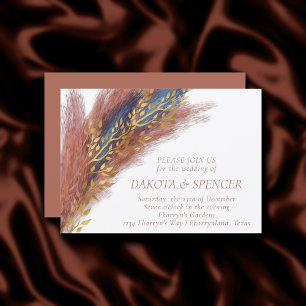 Pampas Grass Terracotta Paprika Blue Wildflower Invitation
