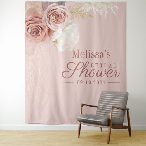 Pampas Grass Terracotta Photo Booth Bridal Shower Tapestry