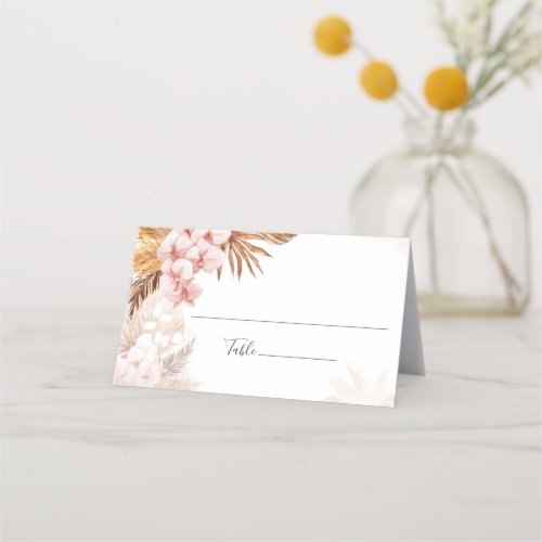 Pampas Grass Terracotta Pink Floral Wedding Place Card